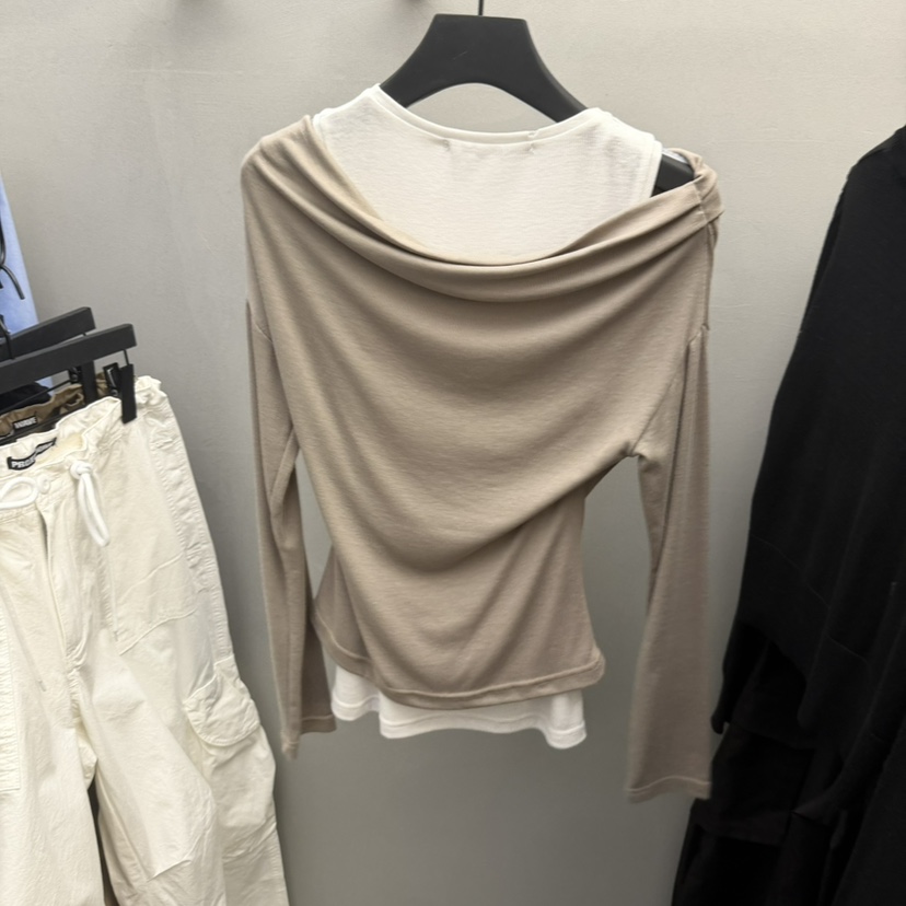 PROJECT WAVE-P韓國東大門直郵女裝新款26春夏長袖T恤假兩件雙層PROJECT WAVE長袖T恤