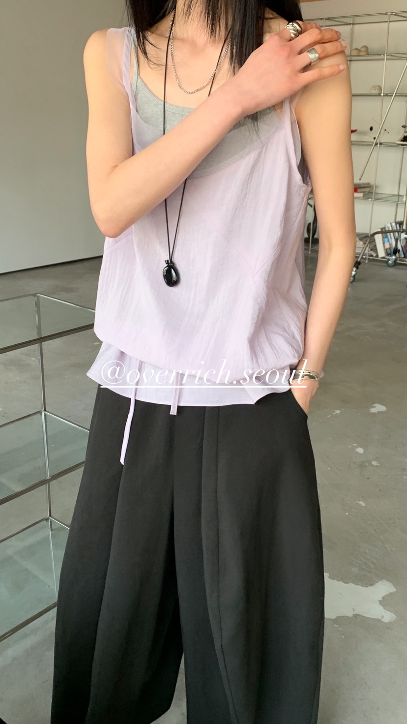 OVER RICH韓國代購女士新款推薦休閑熱賣26春夏吊帶背心OVER RICH吊帶/背心