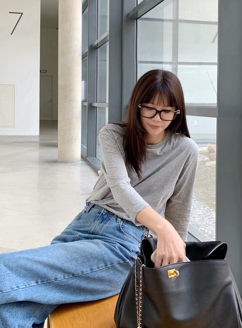 COURGETTE韓國代購女士新款人氣休閑26春夏職業熱賣長袖T恤COURGETTE長袖T恤