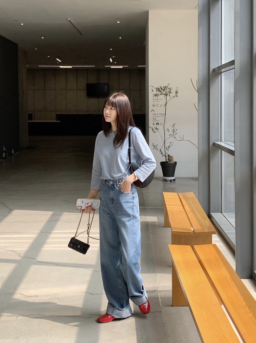 COURGETTE韓國代購女士新款人氣休閑26春夏職業熱賣長袖T恤COURGETTE長袖T恤