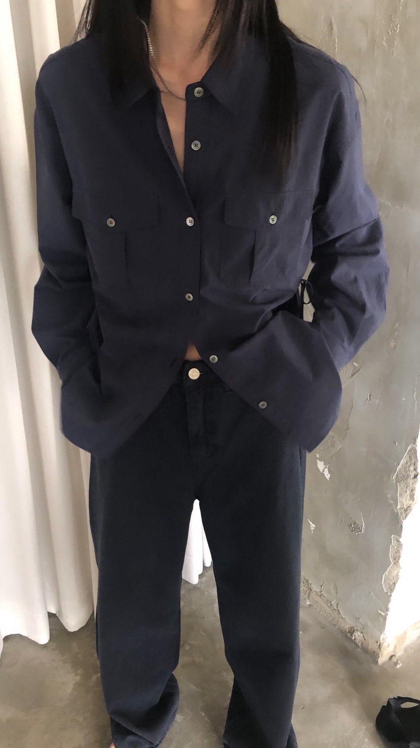 OVER RICH韓國東大門直郵女士新品26春夏襯衫蕾絲衫口袋OVER RICH襯衫/蕾絲衫