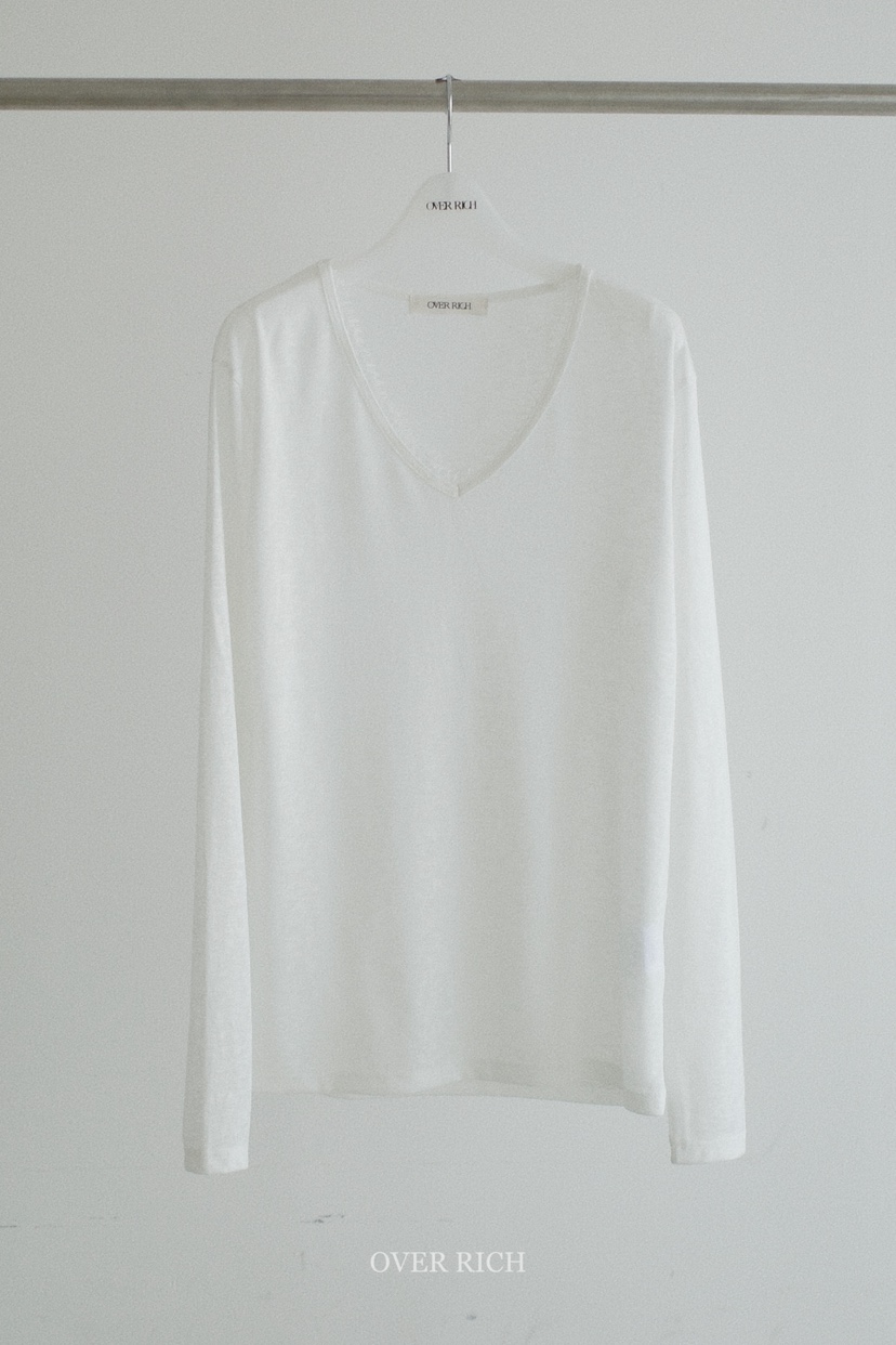 OVER RICH韓國東大門代購女士新款人氣26春夏長袖T恤V領蕾絲OVER RICH長袖T恤圖色2