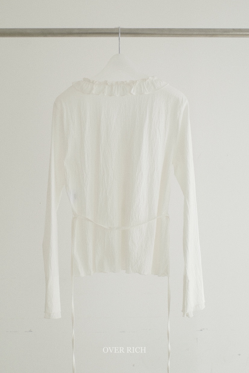 OVER RICH韓國東大門代購女裝新款時尚襯衫蕾絲衫含腰繩OVER RICH襯衫/蕾絲衫