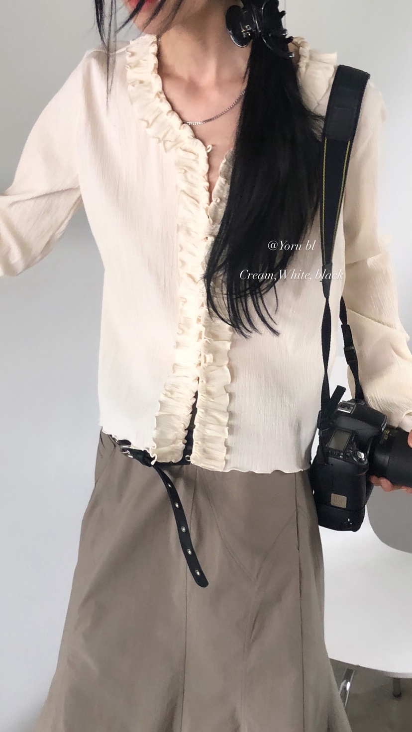 OVER RICH韓國東大門代購女裝新款時尚襯衫蕾絲衫含腰繩OVER RICH襯衫/蕾絲衫