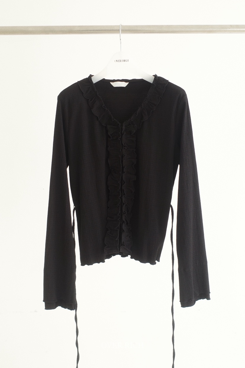 OVER RICH韓國東大門代購女裝新款時尚襯衫蕾絲衫含腰繩OVER RICH襯衫/蕾絲衫圖色3