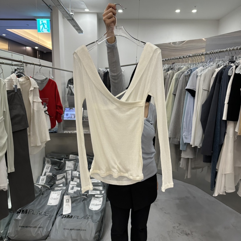 PAVEL韓國直郵女裝新品人氣時尚休閑長袖T恤不含內搭披肩PAVEL長袖T恤圖色1