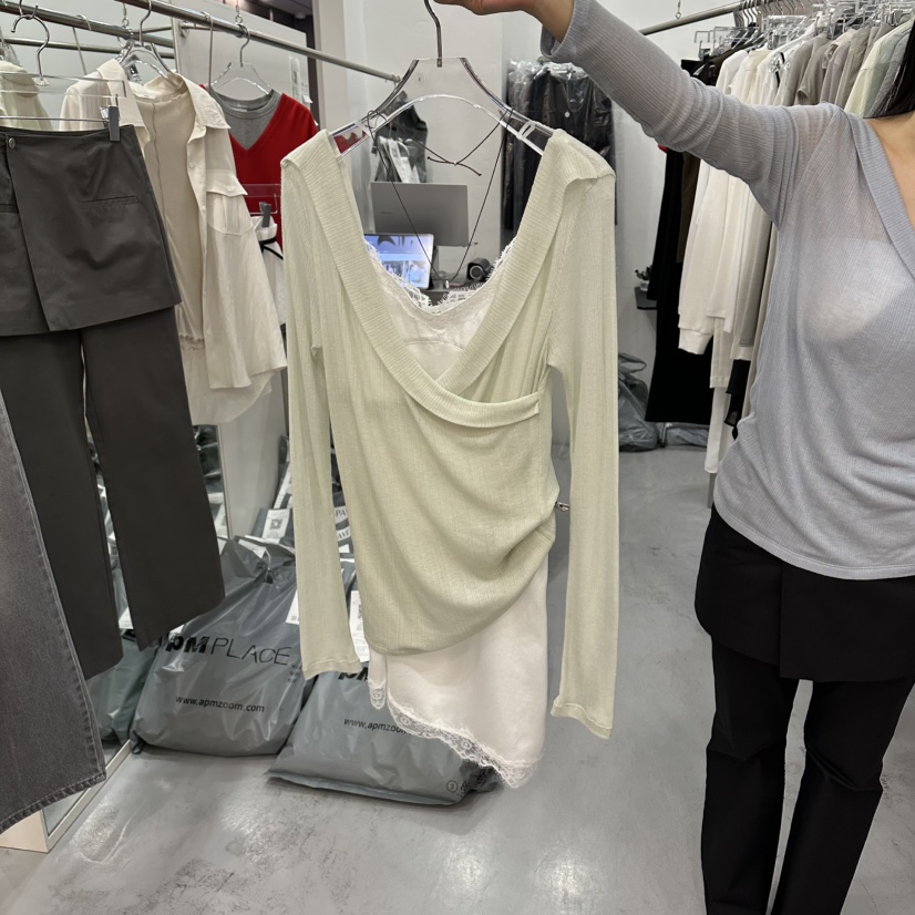 PAVEL韓國直郵女裝新品人氣時尚休閑長袖T恤不含內搭披肩PAVEL長袖T恤圖色3