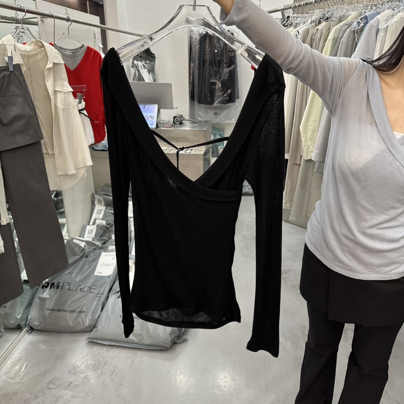 PAVEL韓國直郵女裝新品人氣時尚休閑長袖T恤不含內搭披肩PAVEL長袖T恤圖色4