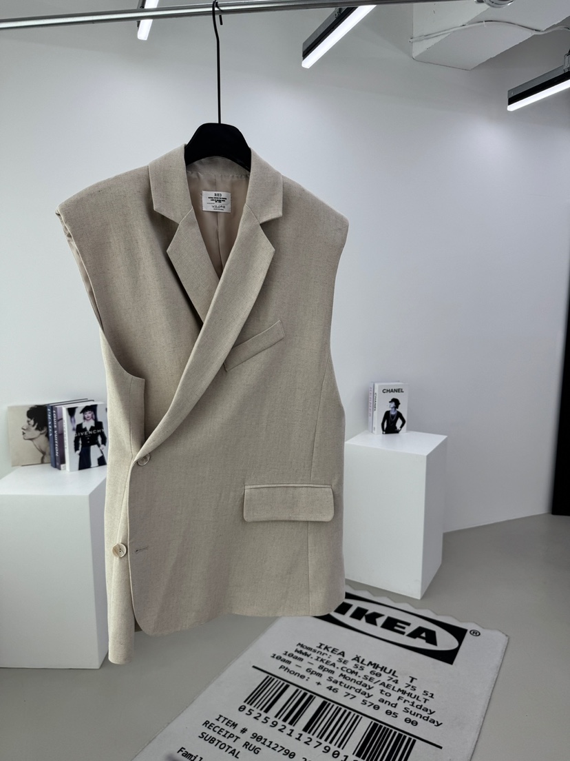 RED-A韓國代購女士新品休閑人氣熱賣26春夏職業馬甲亞麻RED-A馬甲圖色1