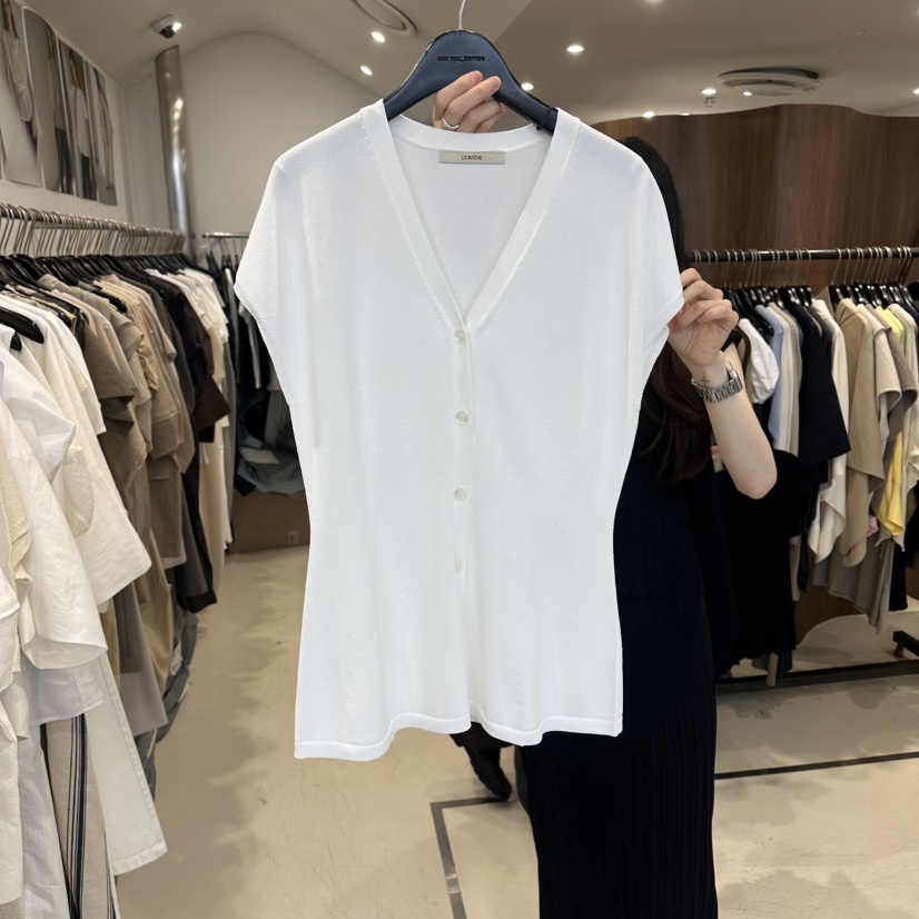 LE EDITION/LEBOENE韓國代購女士新款熱賣針織衫V領開衫鏤空LE EDITION/LEBOENE針織衫圖色1