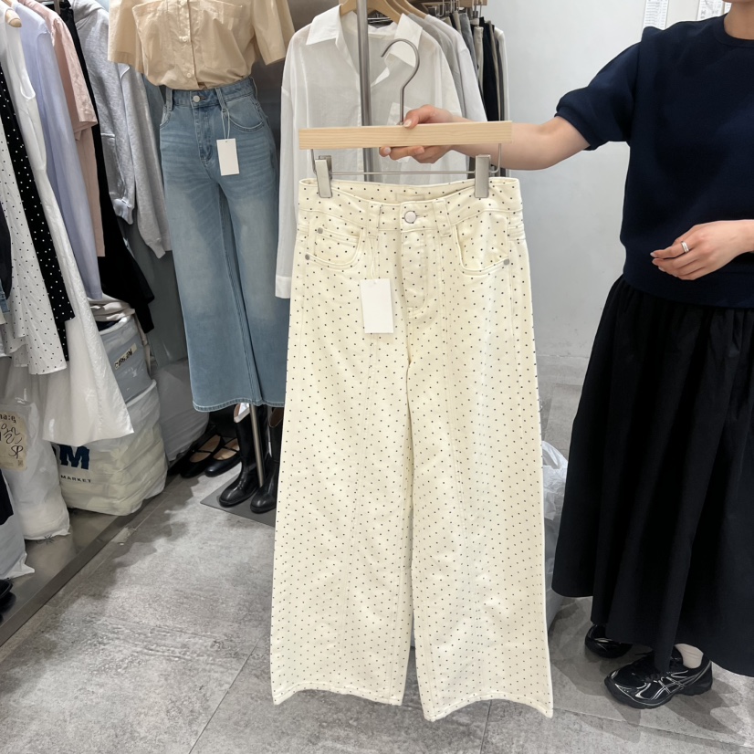 CHAE韓國代購女裝新品時尚推薦熱賣休閑牛仔褲圓點牛仔布CHAE牛仔褲圖色1