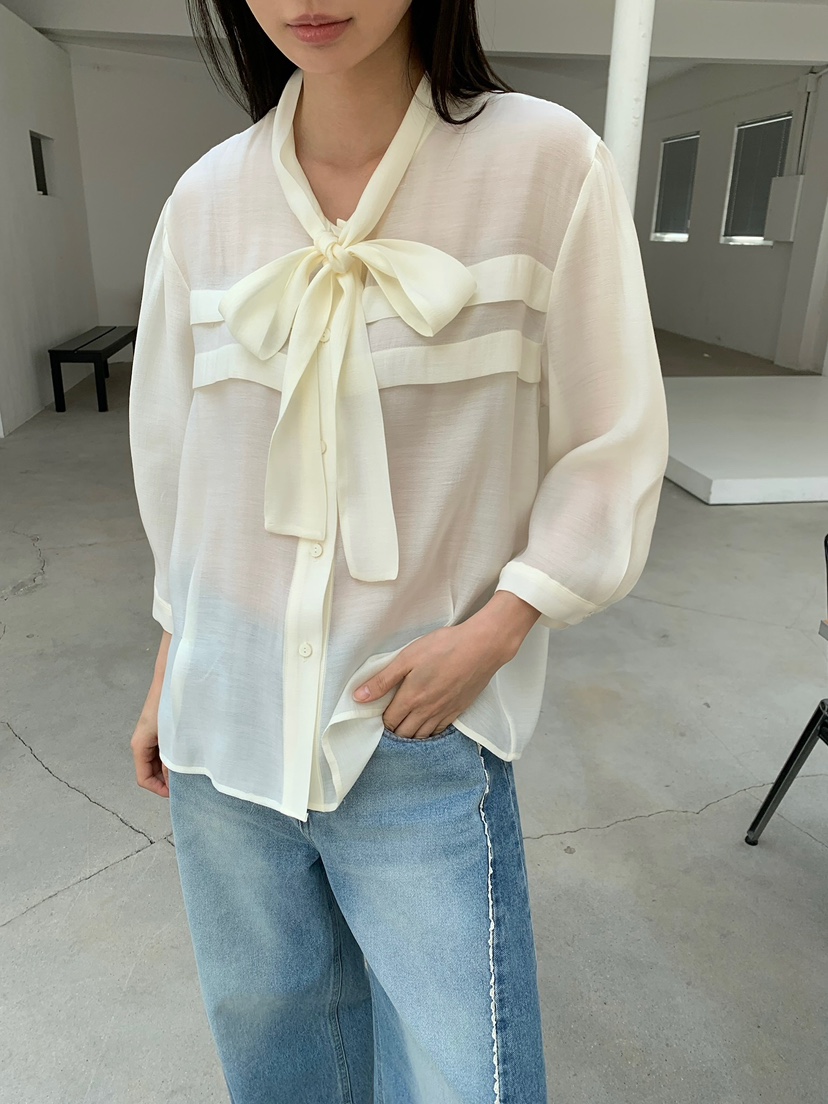 LOVE MY SANTA韓國東大門直郵女士新品26春夏襯衫蕾絲衫褶裥Santa/LOVE MY SANTA襯衫/蕾絲衫圖色1