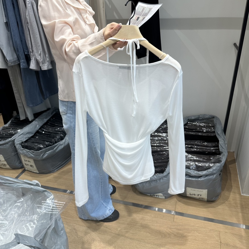 aube nunt韓國直郵女裝新款26春夏職業長袖T恤假兩件套裝aube nunt長袖T恤