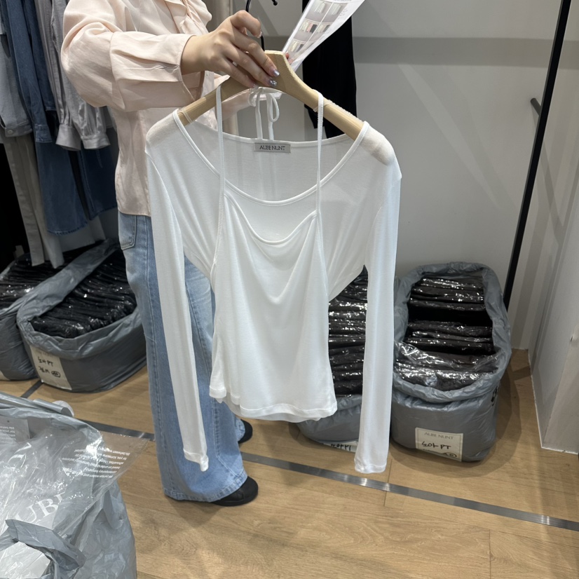 aube nunt韓國直郵女裝新款26春夏職業長袖T恤假兩件套裝aube nunt長袖T恤圖色1