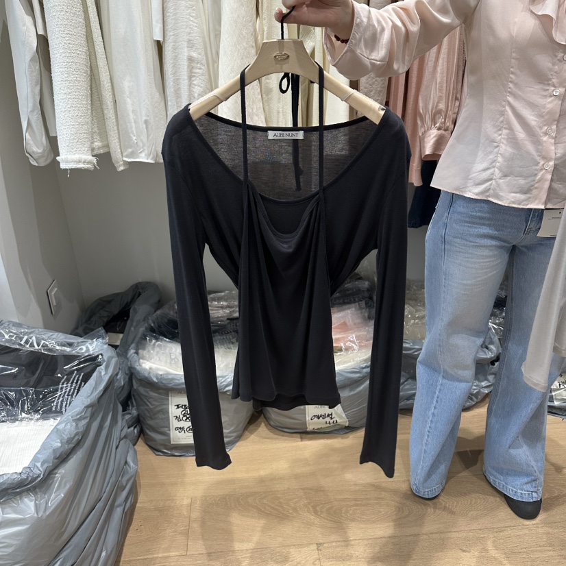 aube nunt韓國直郵女裝新款26春夏職業長袖T恤假兩件套裝aube nunt長袖T恤圖色5