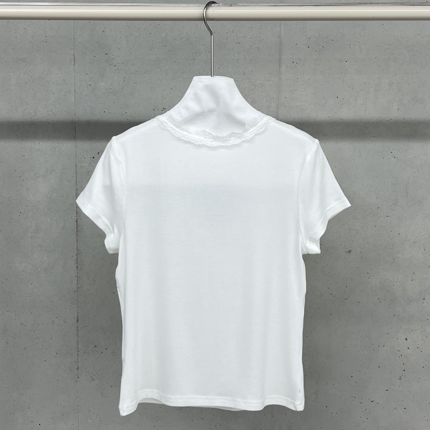 HELDER-P韓國直郵女士新款休閑推薦熱賣T恤天絲蕾絲褶皺HELDERT恤