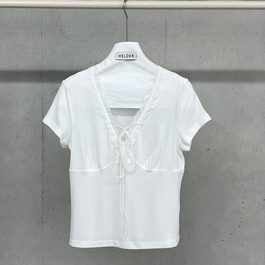 HELDER-P韓國直郵女士新款休閑推薦熱賣T恤天絲蕾絲褶皺HELDERT恤圖色1