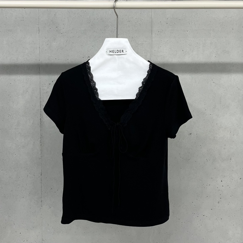 HELDER-P韓國直郵女士新款休閑推薦熱賣T恤天絲蕾絲褶皺HELDERT恤圖色2