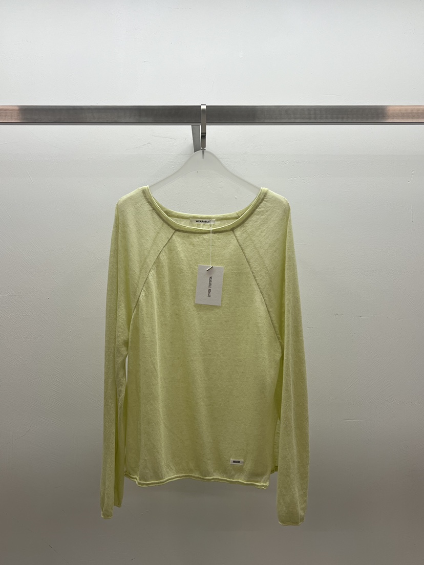 WEARABLE-L韓國直郵女裝新品職業人氣休閑熱賣長袖T恤透明WEARABLE長袖T恤圖色2