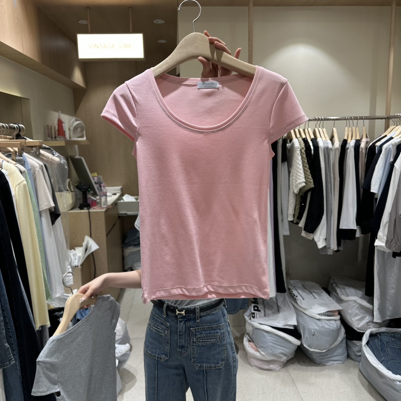 VINTAGE VIBE韓國代購女裝新款職業時尚熱賣推薦休閑T恤VINTAGE VIBET恤圖色3