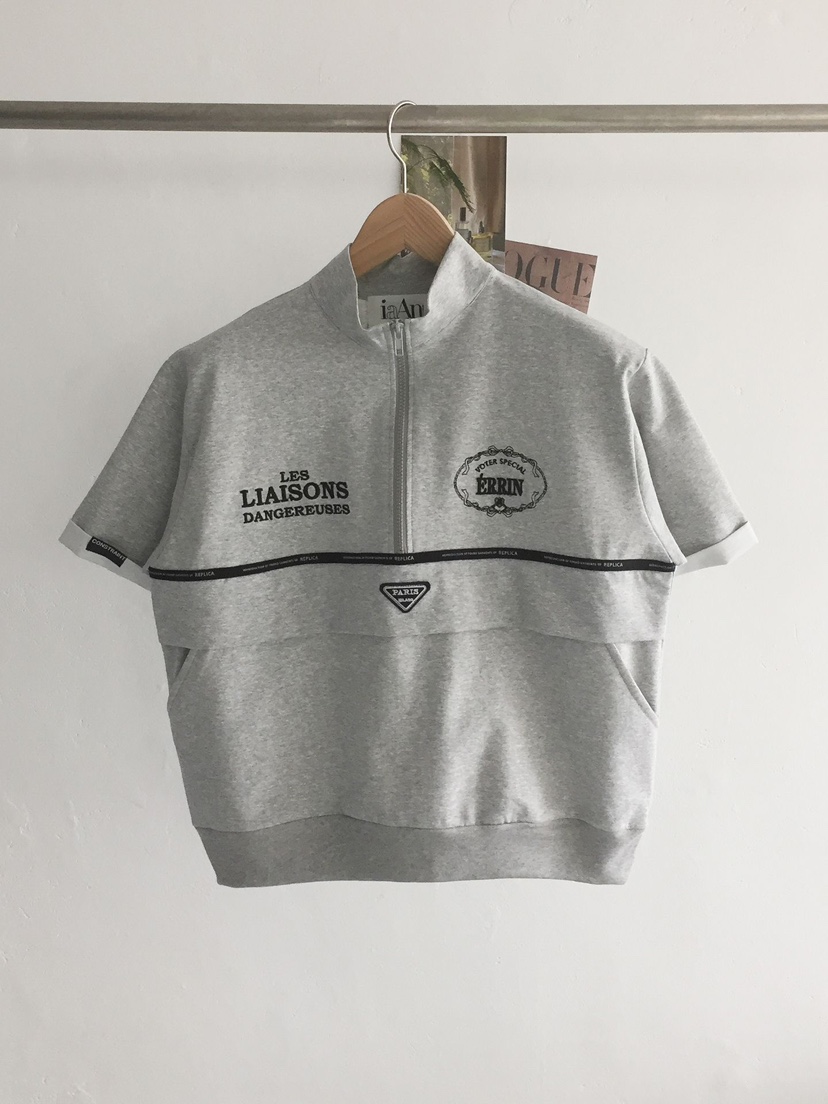 IAAN韓國直郵實拍女士新款推薦26春夏人氣職業時尚T恤拉鏈iaAnT恤圖色3