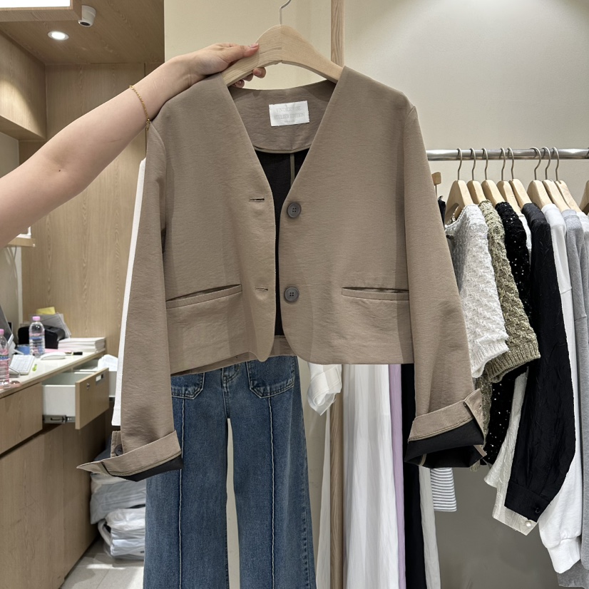 VINTAGE VIBE韓國直郵女士新款人氣職業26春夏夾克亞麻布VINTAGE VIBE夾克圖色2