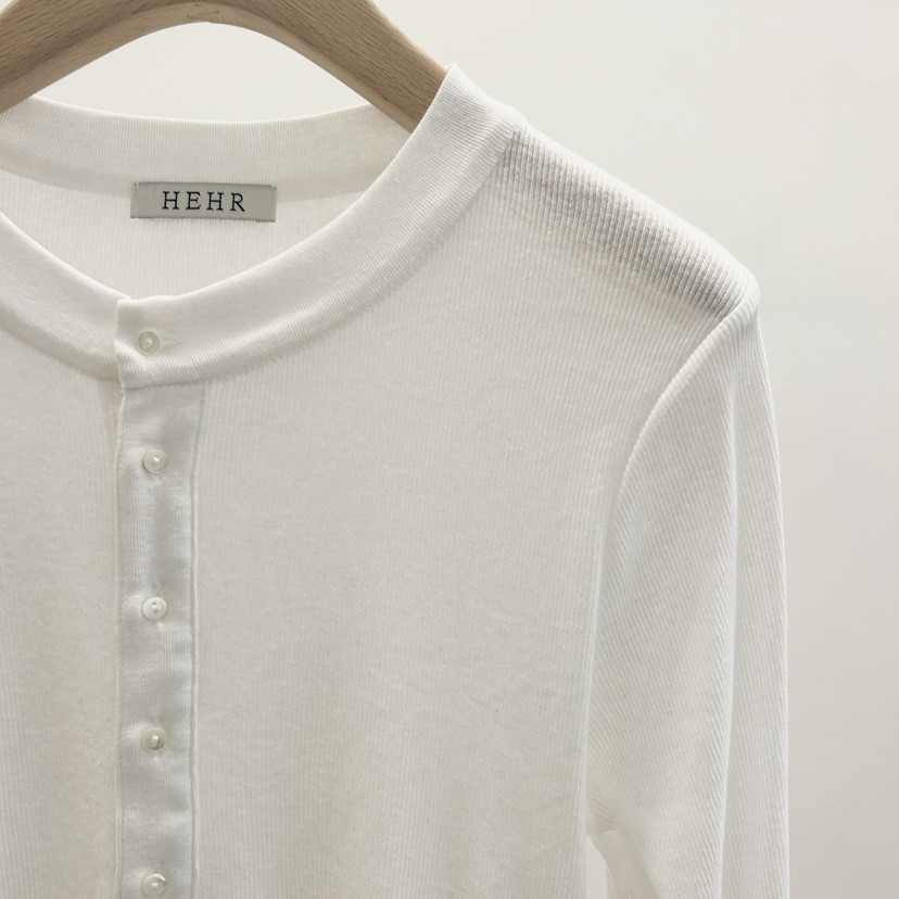 HEHR韓國代購女士新款職業熱賣時尚休閑26春夏長袖T恤透明紐扣hehr-AUTOMNE長袖T恤