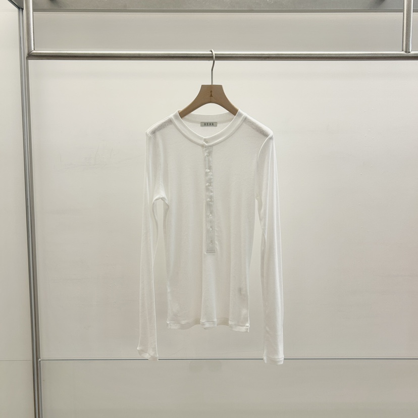 HEHR韓國代購女士新款職業熱賣時尚休閑26春夏長袖T恤透明紐扣hehr-AUTOMNE長袖T恤圖色1