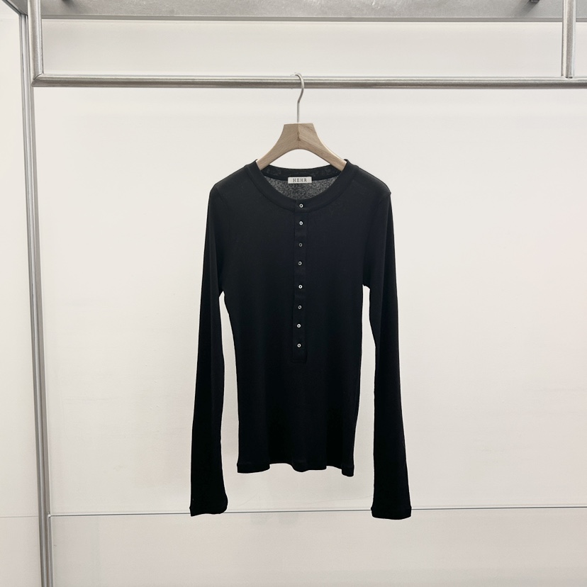 HEHR韓國代購女士新款職業熱賣時尚休閑26春夏長袖T恤透明紐扣hehr-AUTOMNE長袖T恤圖色3