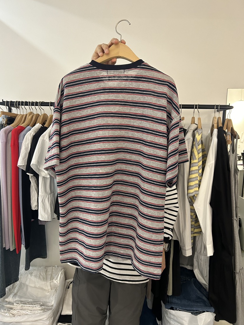 AS THOUGHT韓國代購女士新品休閑時尚熱賣職業26春夏T恤條紋AS THOUGHTT恤