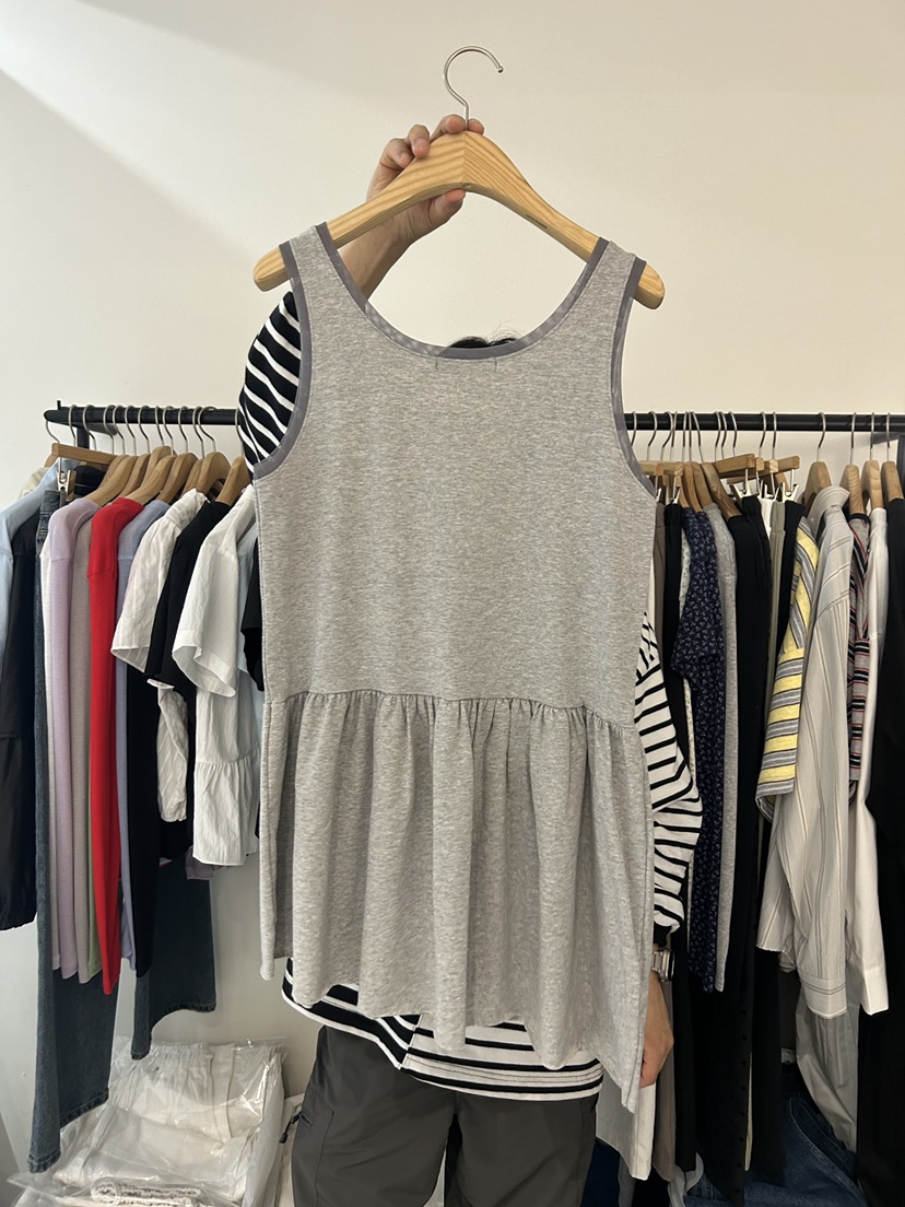 AS THOUGHT韓國東大門代購女裝新品人氣休閑吊帶背心褶皺AS THOUGHT吊帶/背心