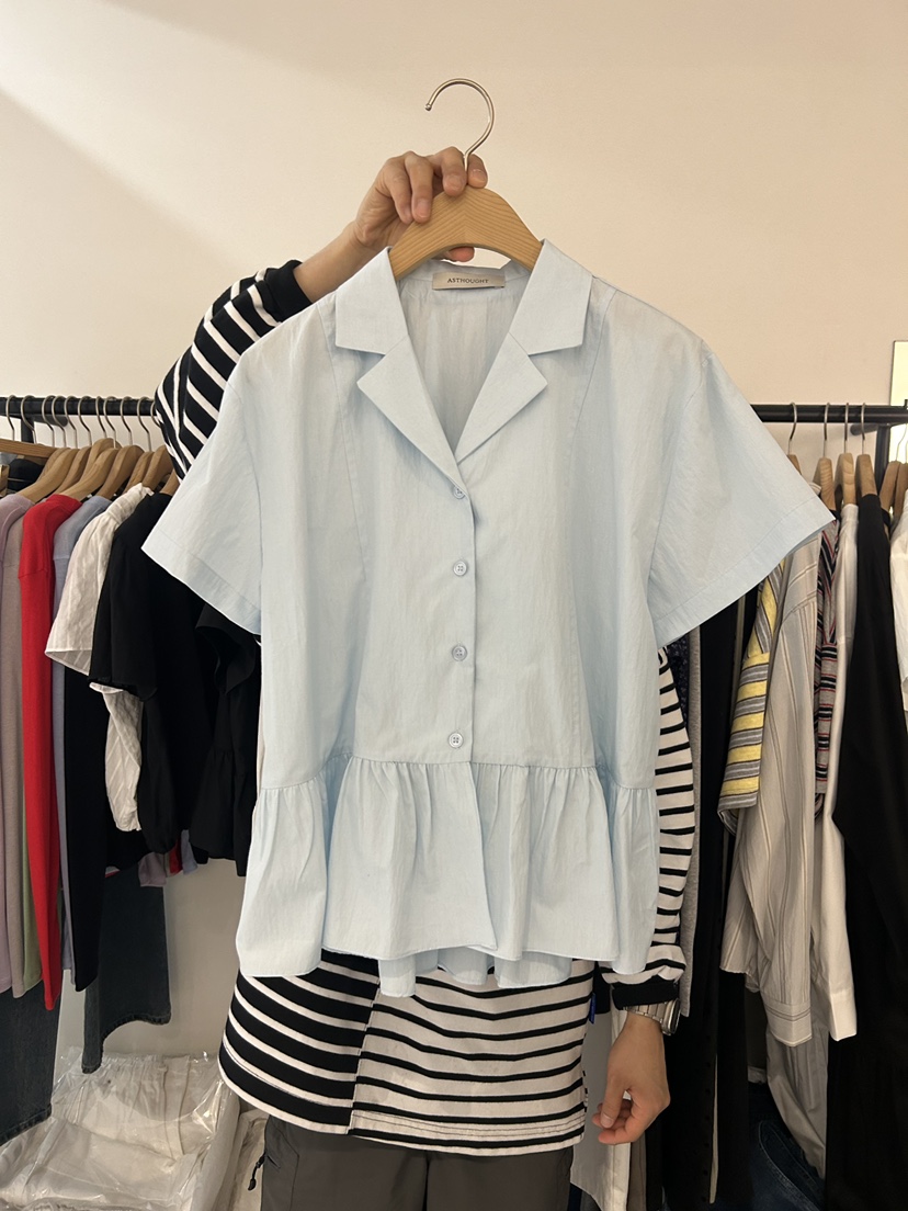 AS THOUGHT韓國東大門代購女士新款職業襯衫蕾絲衫荷葉邊AS THOUGHT襯衫/蕾絲衫圖色2