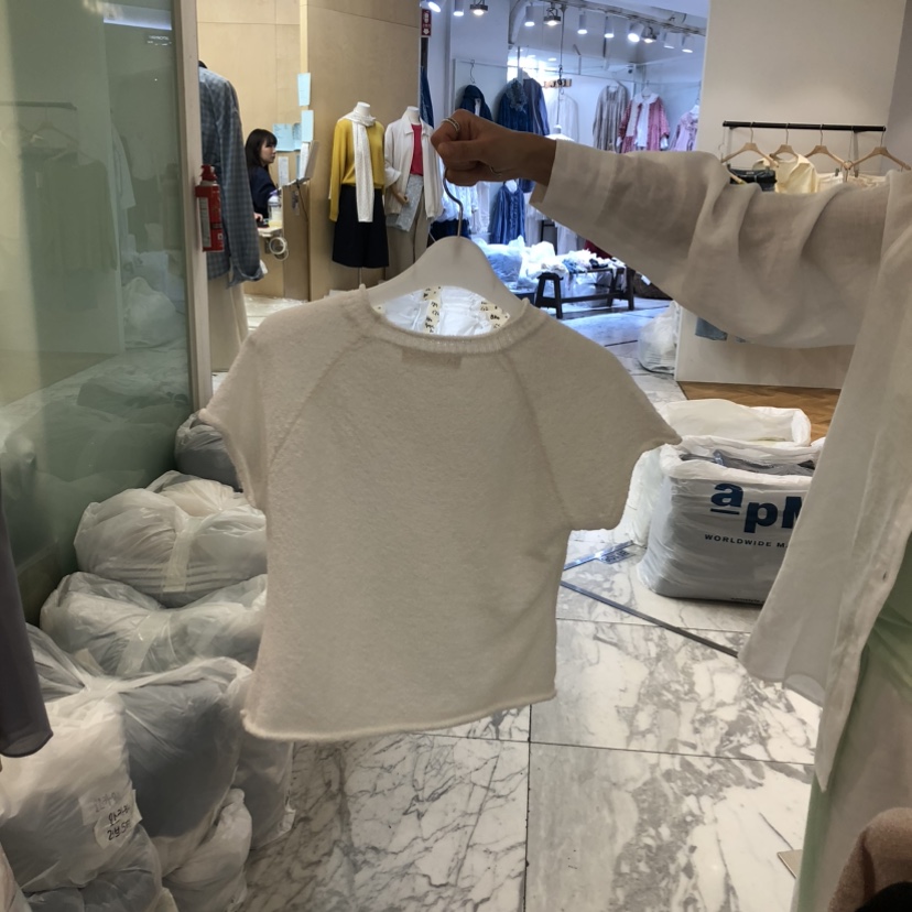 ALMOND韓國東大門直郵女裝新款時尚推薦熱賣26春夏T恤亞麻針織ALMONDT恤