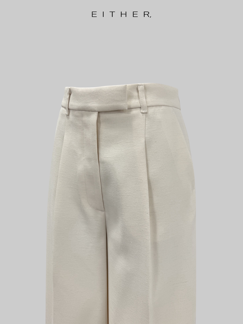 EITHER韓國東大門代購女裝新品26春夏人氣職業休閑褲亞麻EITHER休閑褲