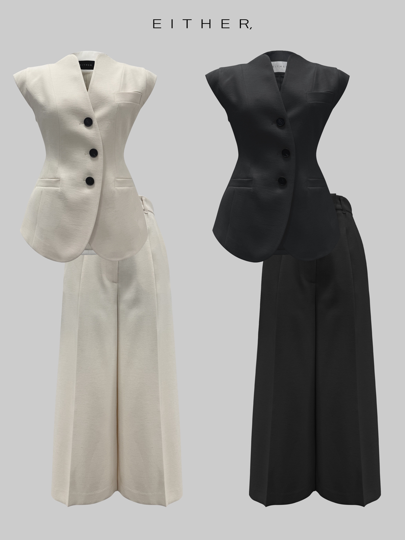 EITHER韓國東大門代購女裝新品26春夏人氣職業休閑褲亞麻EITHER休閑褲