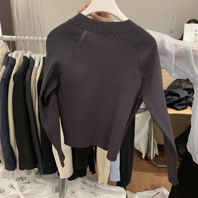 UNDERSTANDING韓國直郵實拍女裝新品人氣針織衫不對稱開衫羅紋UNDERSTANDING針織衫