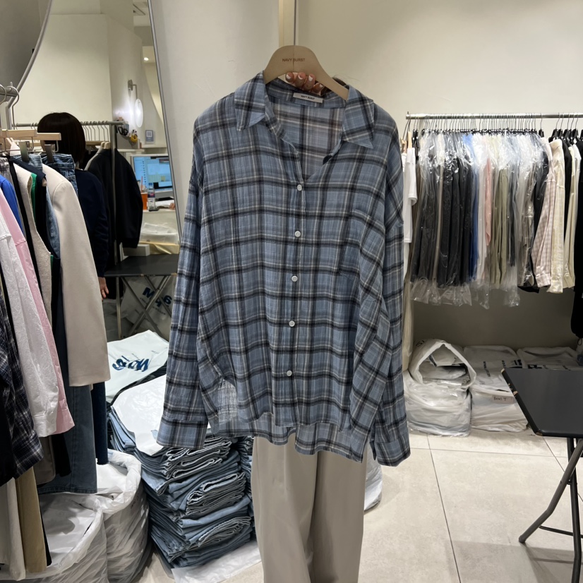 NAVYBURST韓國直郵女士新品職業推薦人氣熱賣襯衫蕾絲衫格子NAVY BURST襯衫/蕾絲衫圖色1