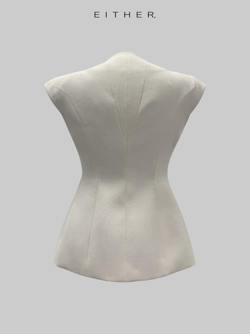 EITHER韓國直郵實拍女裝新品時尚推薦26春夏職業馬甲亞麻布EITHER馬甲