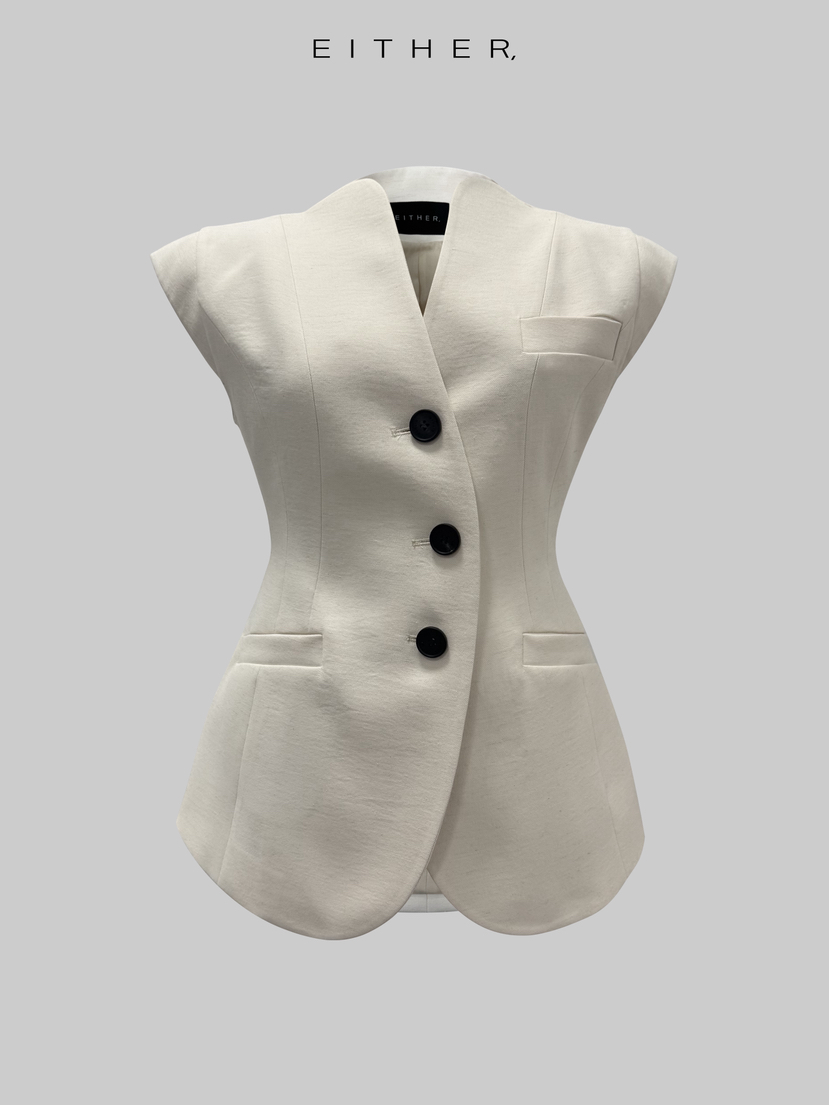 EITHER韓國直郵實拍女裝新品時尚推薦26春夏職業馬甲亞麻布EITHER馬甲圖色1