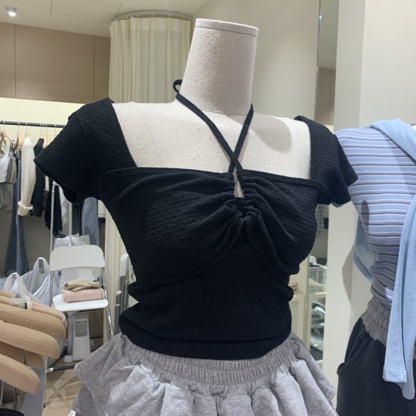 MEMOIRE韓國東大門代購女士新品26春夏人氣推薦職業T恤褶皺MEMOIRET恤圖色1