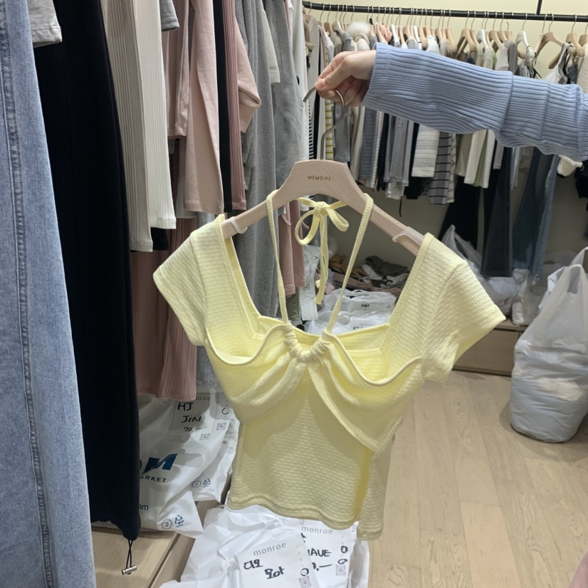 MEMOIRE韓國東大門代購女士新品26春夏人氣推薦職業T恤褶皺MEMOIRET恤圖色2
