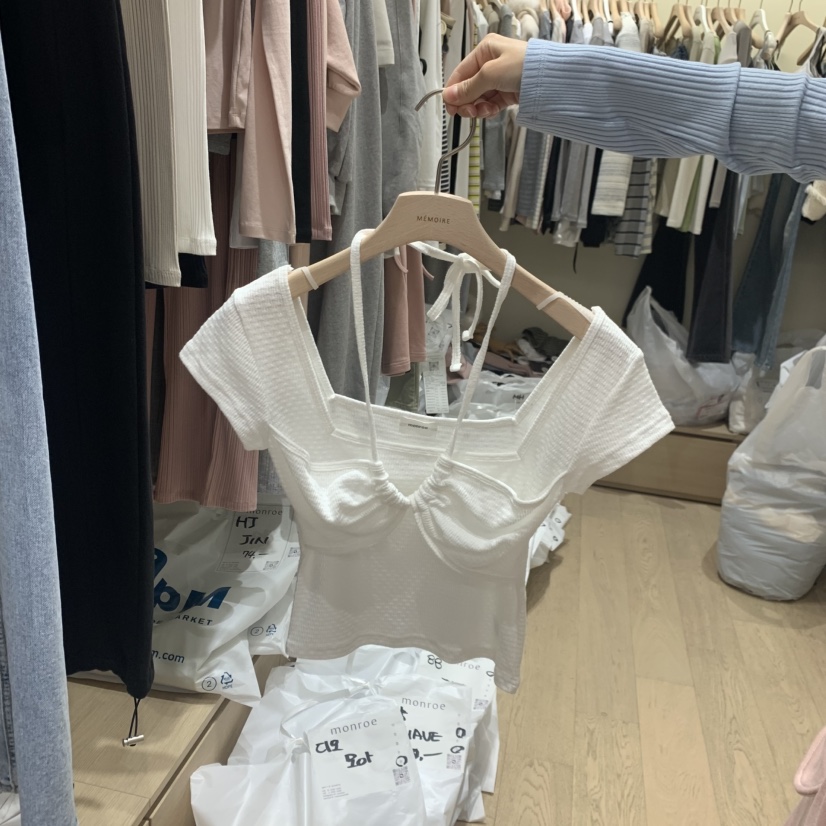 MEMOIRE韓國東大門代購女士新品26春夏人氣推薦職業T恤褶皺MEMOIRET恤圖色3