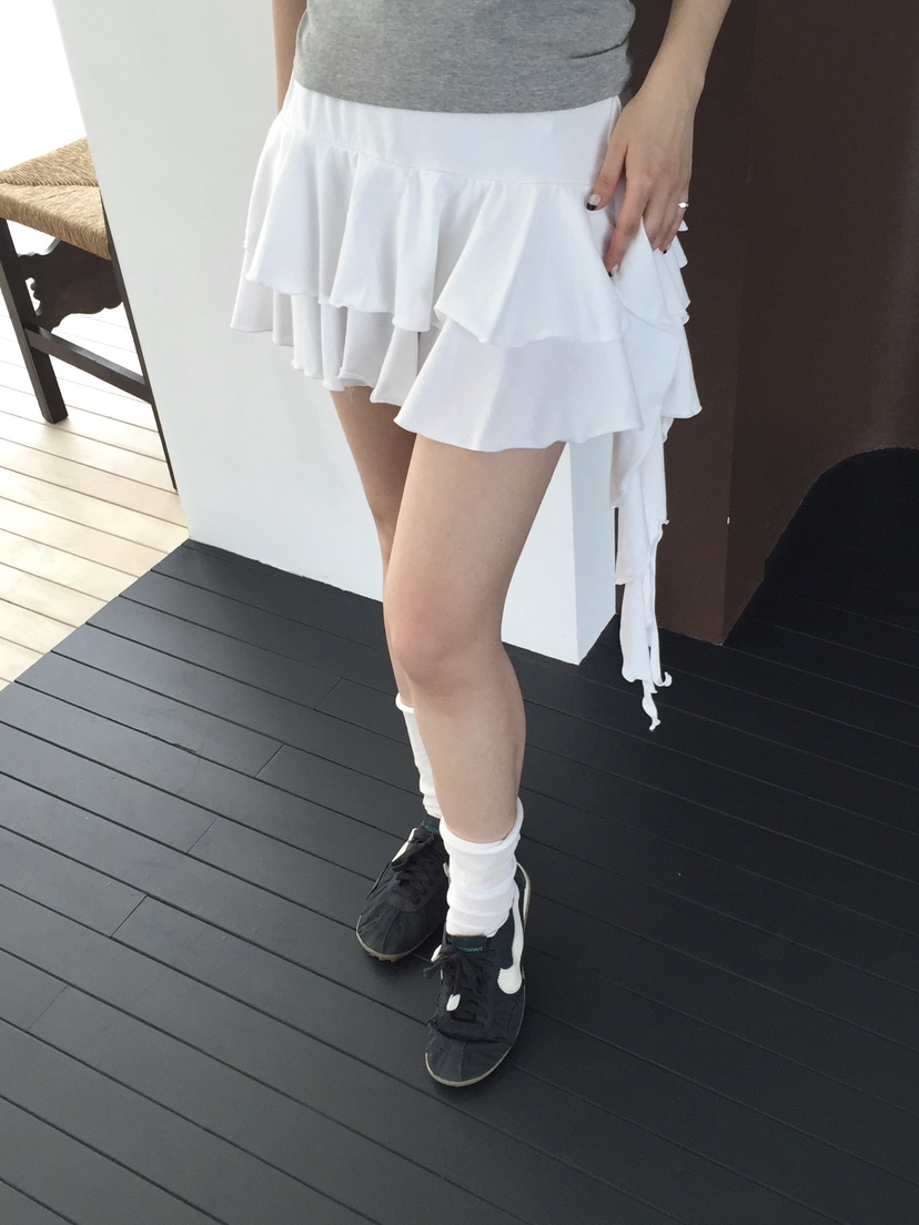 LOVE MOMENT韓國東大門直郵女士新款休閑人氣短裙荷葉邊LOVE MOMENT短裙