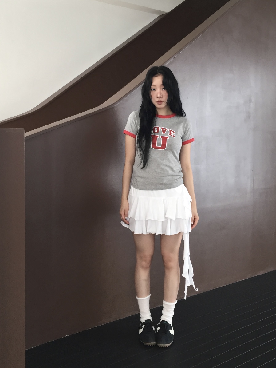 LOVE MOMENT韓國東大門直郵女士新款休閑人氣短裙荷葉邊LOVE MOMENT短裙