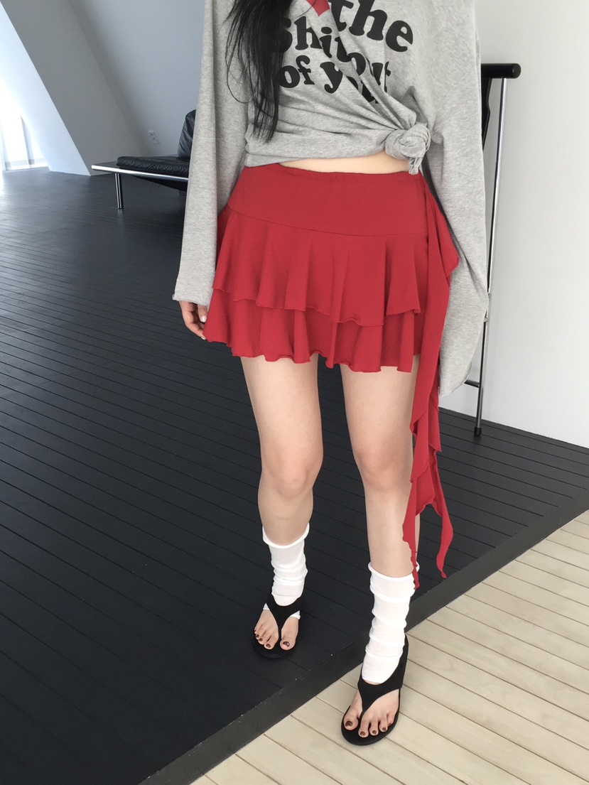 LOVE MOMENT韓國東大門直郵女士新款休閑人氣短裙荷葉邊LOVE MOMENT短裙