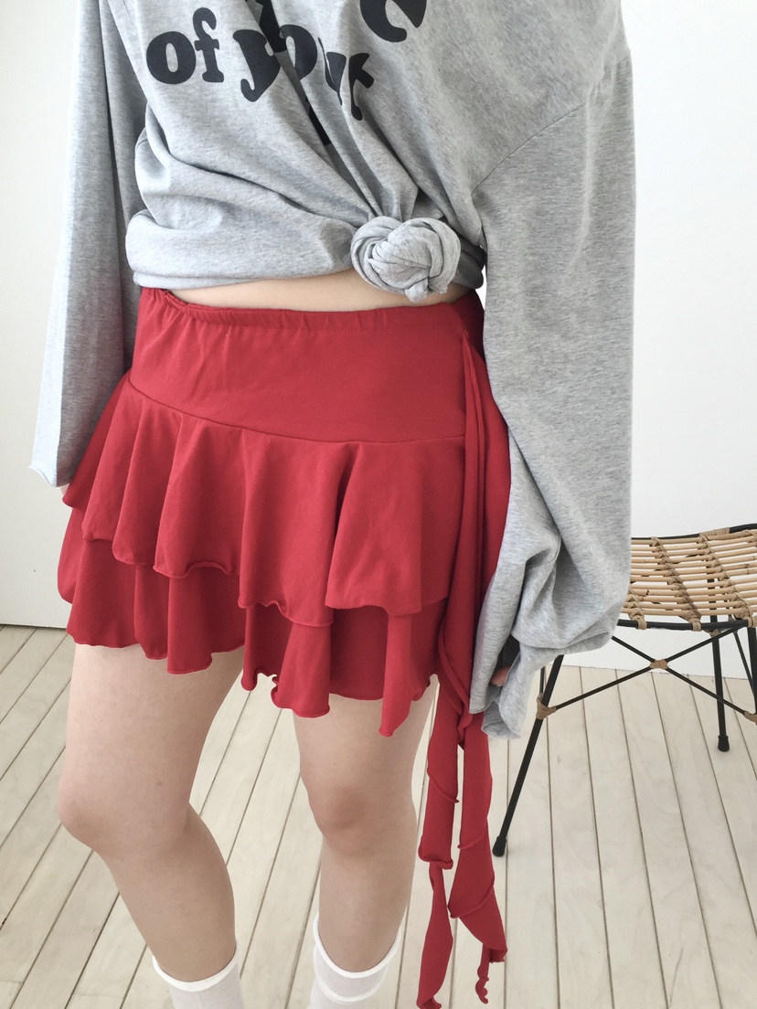 LOVE MOMENT韓國東大門直郵女士新款休閑人氣短裙荷葉邊LOVE MOMENT短裙