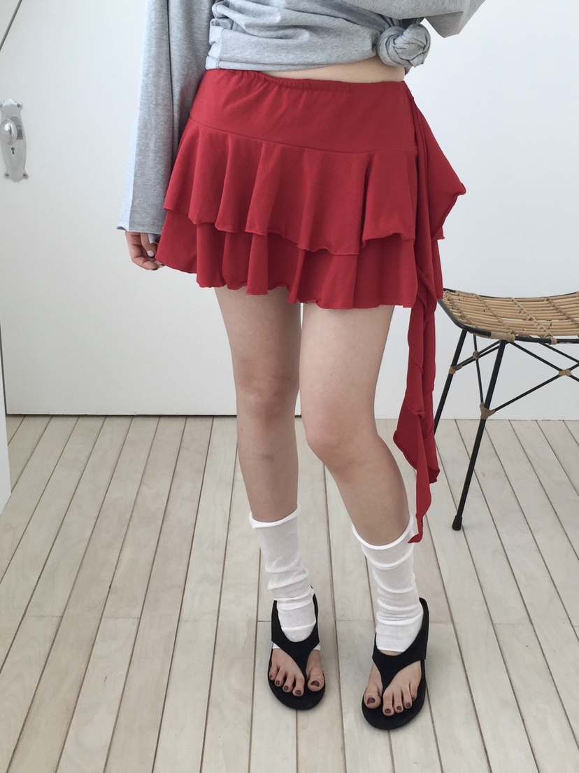 LOVE MOMENT韓國東大門直郵女士新款休閑人氣短裙荷葉邊LOVE MOMENT短裙