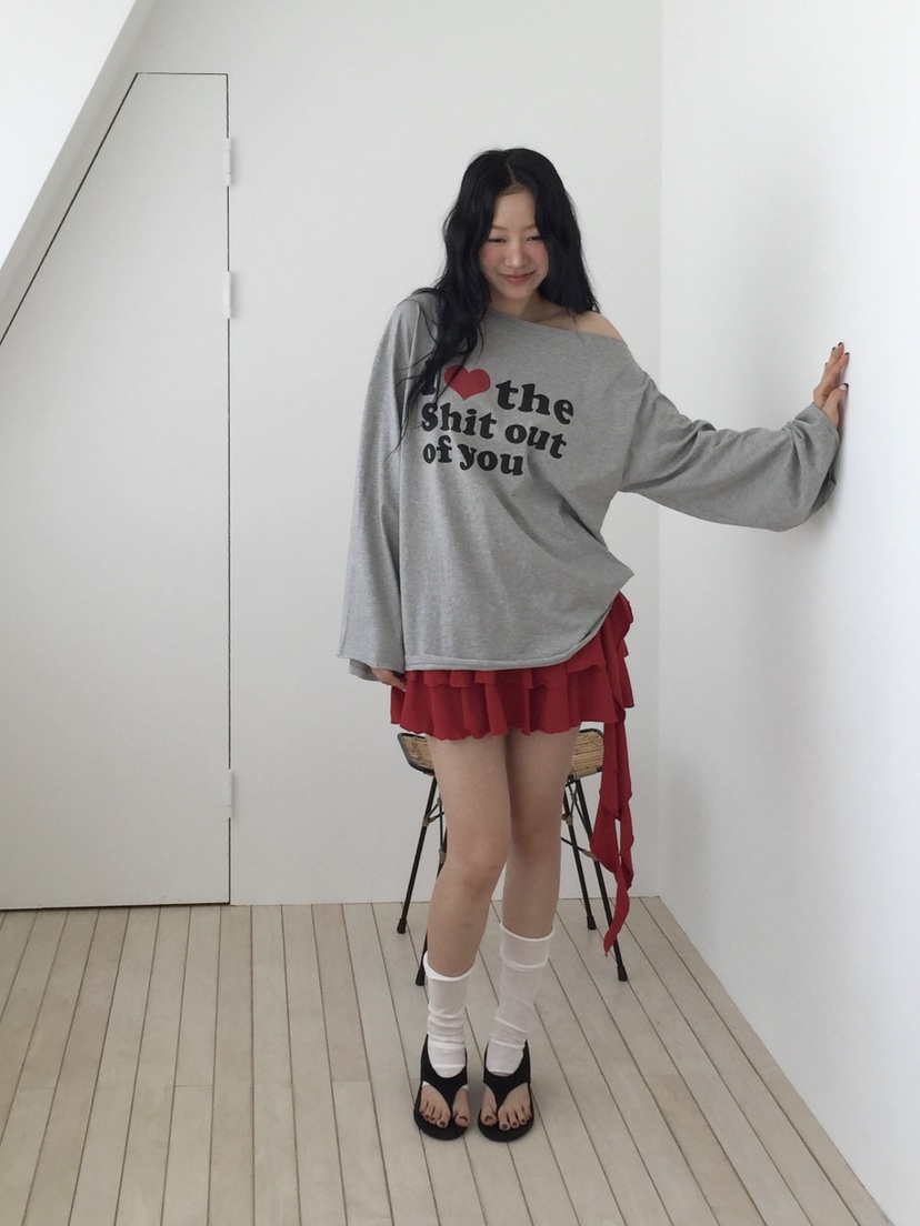 LOVE MOMENT韓國東大門直郵女士新款休閑人氣短裙荷葉邊LOVE MOMENT短裙