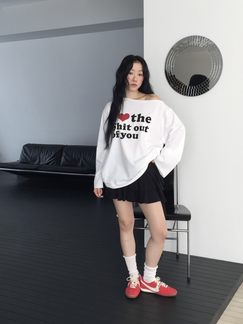 LOVE MOMENT韓國東大門直郵女士新款休閑人氣短裙荷葉邊LOVE MOMENT短裙