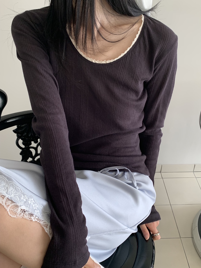 VAARA韓國直郵實拍女士新品26春夏推薦人氣熱賣長袖T恤蕾絲VAARA長袖T恤